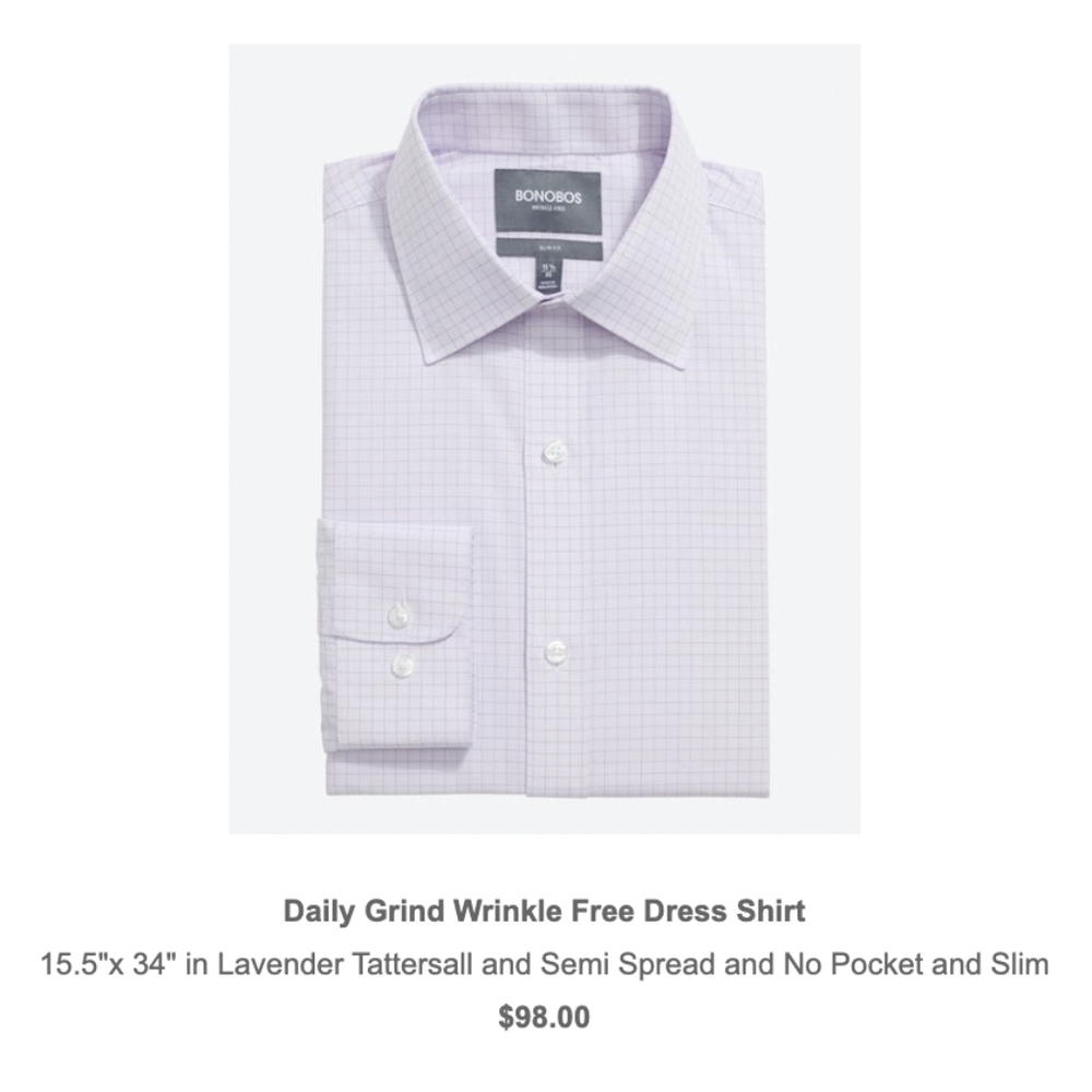 Pink Bonobos Dress Shirt 15 1/2 / 34